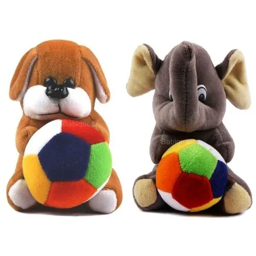 Image of Babique Soft Plush Toy Set – Elephant & Dog (19cm)