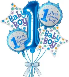 ZAMBOOREE Solid C-287 Baby boy first / 1st happy birthday party decorations combo / kit blue theme Balloon (Blue, Pack o