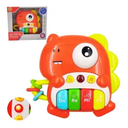 PLUSPOINT Baby Dinosaur Piano with Lights & Music | Interactive Musical Keyboard for Infants & Toddlers | Educational Learning Activity for Boys & Girls 6–12 Months