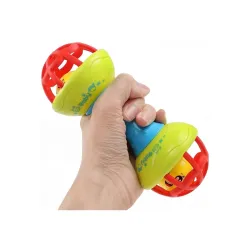 Baby Dumbbell Rattle Toy | BPA-Free Multicolor Handheld Rattle | Smooth Edges, Gentle Sound | Sensory Development Toy for Newborns & Infants (1 Pc)