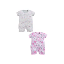 BABY GO Cotton Printed New Born Baby Bodysuit Pack of 2