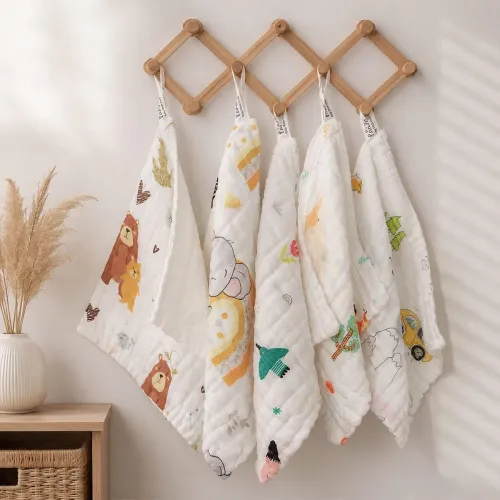 Image of Baby Muslin Wash Cloth Pack of 5