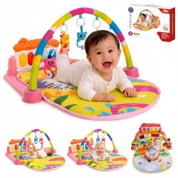 Baby Play Gym Mat with Hanging Toys Pink