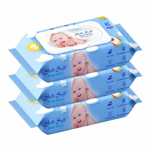 Image of Baby Wet Wipes with Lid – 246 Wipes (82 x 3 Packs)