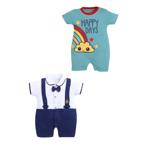 Image of BabyGo 100% Cotton Half Sleeve Baby Rompers Pack of 2