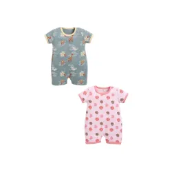 Baby GO Cotton Printed New Born Baby Romper Jumpsuit Pack of 2