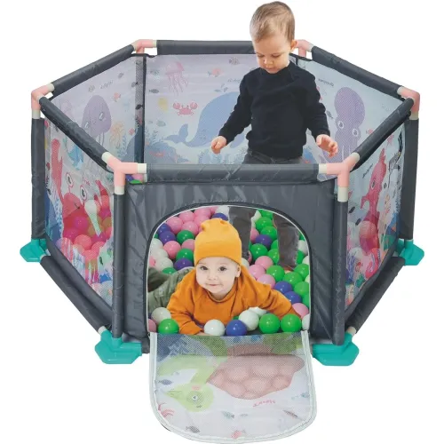 Image of BabyGo Kids Ocean Fence Basketball Ball Pool with 30 Balls