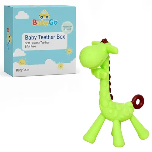 Image of BabyGo Silicone Giraffe Shaped Teether Toy