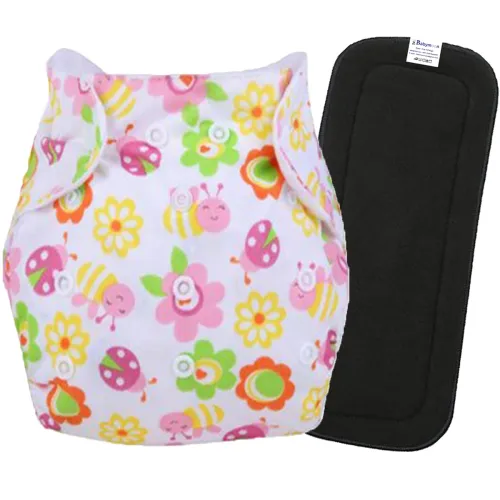 Image of Babymoon | Set of 2 | 1 Cloth Diaper with 5Layers Charcoal Bamboo Insert 