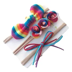BABYMOON Girl's Synthetic Turban Knotted Hairband - Multicolor - Pack of 3