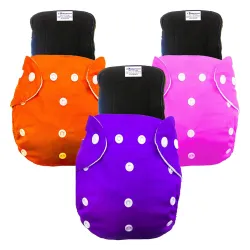 Babymoon Free Size Reusable 3 Cloth Diaper with 3 Grey Insert - Pack of 6