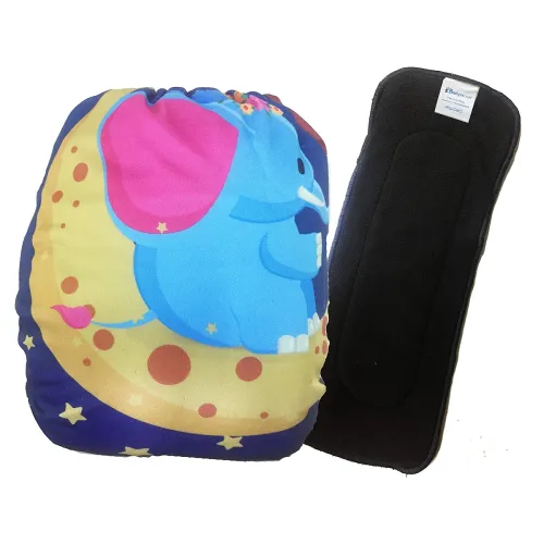 Image of Babymoon (Set of 2) 1 Cloth Diaper with 5Layers Charcoal Bamboo Insert) Premium Adjustable Reusable Washable Cloth Diape