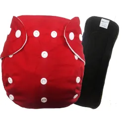 Babymoon | Set of 2 | 1 Cloth Diaper with 5Layers Charcoal Bamboo Insert | Premium Adjustable Reusable Washable Cloth Di
