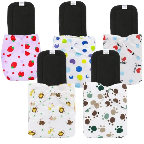 Image of Babymoon Washable & Reusable Cloth Diaper Pocket with Grey Insert Pack of 10