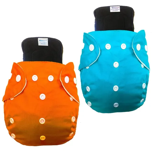 Image of Babymoon Free Size Reusable 2 Cloth Diaper with 2 Grey Insert - Pack of 4