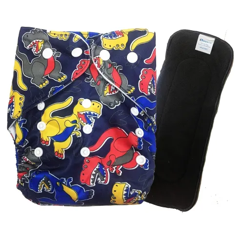 Image of Babymoon Reusable Cloth Diaper Set (2 Diapers + 1 Bamboo Insert) | Adjustable & Washable Baby Diapers