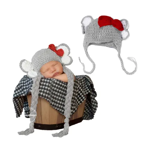 Image of BabyMoon Synthetic Baby Boy's Elephant Long Tail Ball Crochet Cap 