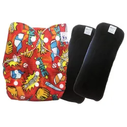 Babymoon (Set of 3-1 Cloth Diaper with 2 5Layesr Bamboo Insert) Premium Adjustable Reusable Washable Cloth Diaper for Ba