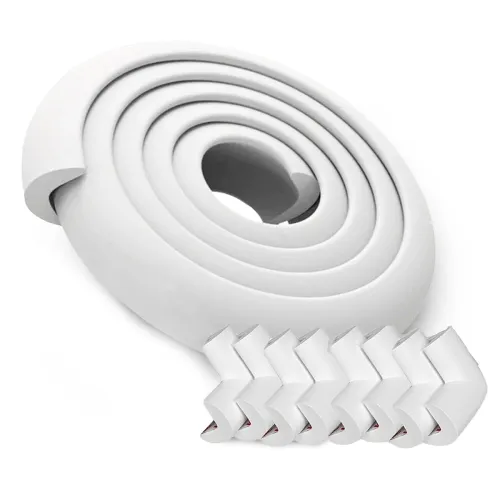 Image of BabyPro 2 Meter Edge & 4 Corner Guard with Adhesive Tape, Pack of 9, White