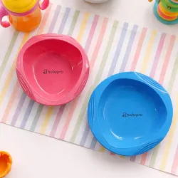 BabyPro Baby Bowl Set for Cereal & Snack Bowl, Pack of 2, Pink & Blue