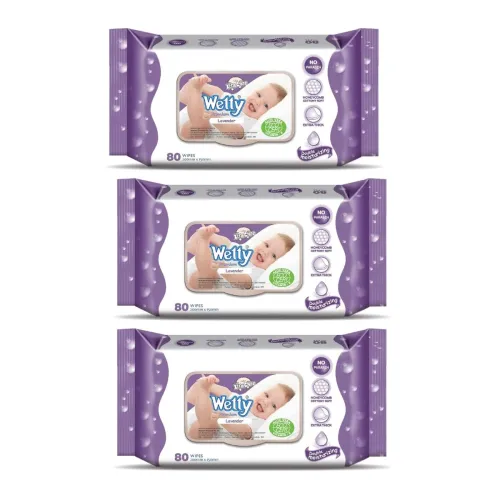 Image of Baby Wetty wipes Lavender Pack of 3-80Pcs per pack