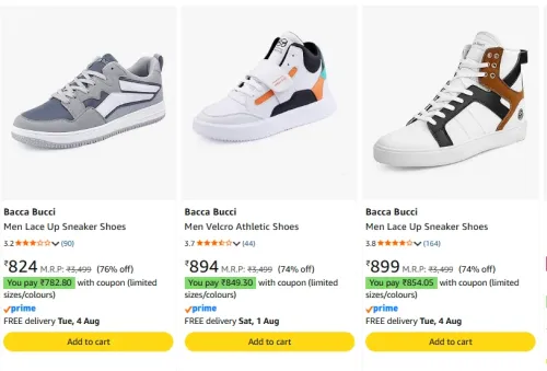 Image of Bacca Bucci Men's Sneakers Minimum 74% Discount