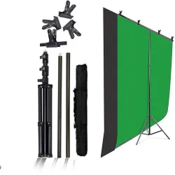 MVPRO Backdrop Stand Setup Photo Studio Screen Background for Indoor-Outdoor, Comercial, YouTube Photography (T-Shape Stand with 2 Back Drop)