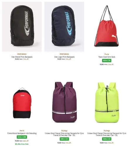 Image of Backpack starting @ ₹150