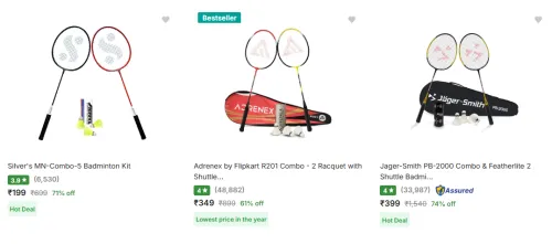 Image of Badminton Kits upto 74% Discount | Starting at ₹199 