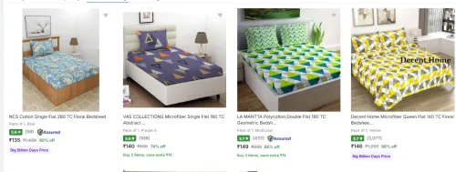 Image of `Badsheet Starting @ ₹135