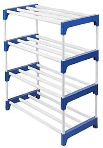 Image of BAE 4 layer heavy shoe stand rack Plastic Shoe Stand (Blue, 4 Shelves, DIY(Do-It-Yourself))