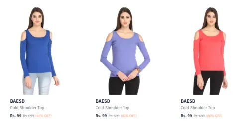 Image of BAESD Cold-Shoulder Cotton Top Starting At ₹99.