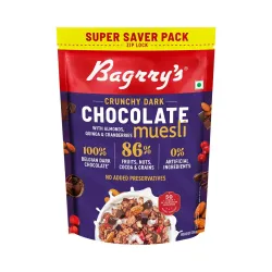 Bagrrys Crunchy Dark Chocolate Muesli 700g / 750g | 100% Belgian Dark Chocolate Muesli | 86% Fruits, Nuts, Cocoa & Grai