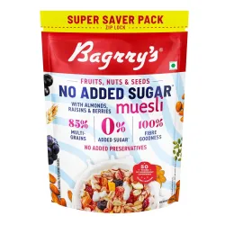 Bagrry’s No Added Sugar Muesli with Fruits, Nuts & Seeds – 700g | High Fibre & Protein | 0% Added Sugar, No Corn Flakes 