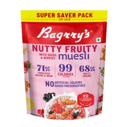 Bagrry's Nutty Fruity Muesli with Seeds & Berries 1kg | 71% Fibre rich Grains & Bran | 99 Calories per serve | Rich in Fibre & Protein | No Added Preservatives or Artificial Colours | 68% Mu...
