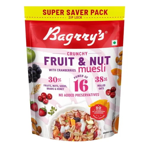 Image of Bagrry’s Crunchy Fruit & Nut Muesli with 30% Real Fruits, Nuts & Seeds– 750G | 16 Real & Freeze Dried Fruits, Nuts, Seed