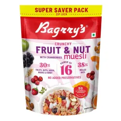 Bagrry’s Crunchy Fruit & Nut Muesli with 30% Real Fruits, Nuts & Seeds– 750G | 16 Real & Freeze Dried Fruits, Nuts, Seed