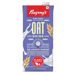 Bagrrys Plant Based Oat Drink 1L | Unsweetened | Rich in Oats | Lactose & Dairy Free | No Added Sugar | Perfect for Eve