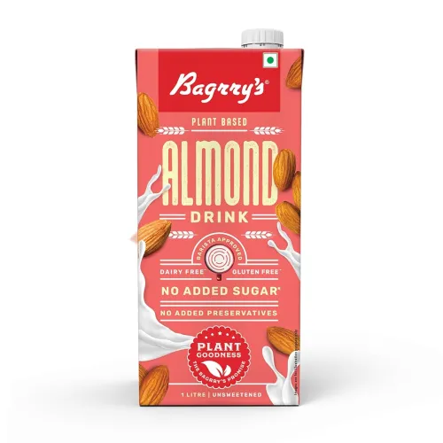 Image of Bagrrys Plant Based Almond Drink, Unsweetned 1l | Vegan | Gluten Free| Dairy free | No Added Sugar| Plant based milk | N