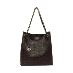 Bagsy Malone Bucket Shaped Tote Bag (Croco Brown1)