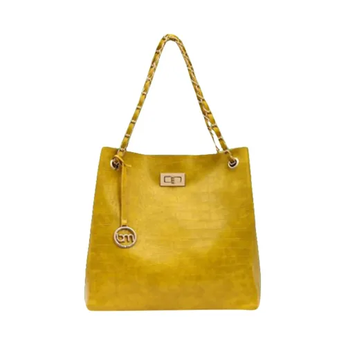 Image of Bagsy Malone Bucket Shaped Tote Bag (Croco Yellow)