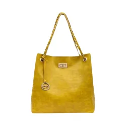 Bagsy Malone Bucket Shaped Tote Bag (Croco Yellow)