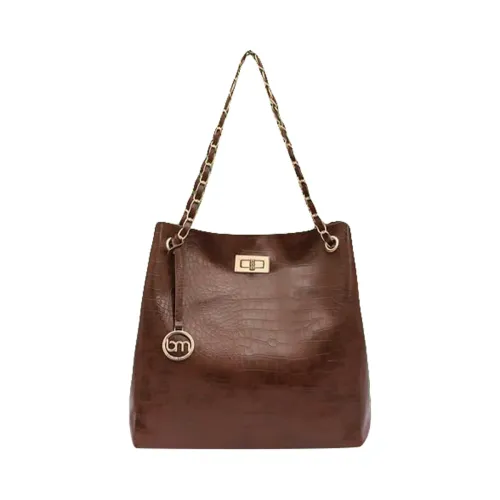 Image of Bagsy Malone Bucket Shaped Tote Bag (Croco Brown)