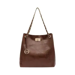 Bagsy Malone Bucket Shaped Tote Bag (Croco Brown)