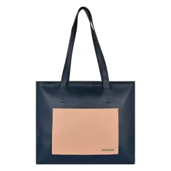 Bagsy Malone Handcrafted Vegan Leather Color-Blocked Tote with Front Pocket A Stylish and Sustainable Everyday Bag with High Capacity Room