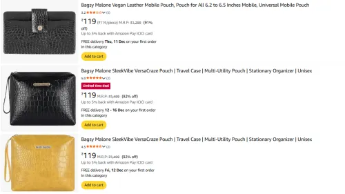 Image of Bagsy Malone Hangbags From ₹119