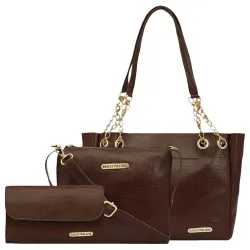 Bagsy Malone Vegan Leather Stylish Tote Bag Pack of 3