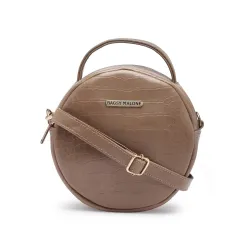 Bagsy Malone Round Sling Crossbody Bag For Women | Beautiful Print Vegan Leather Purse With Slip Pocket Inside | Zip Clo