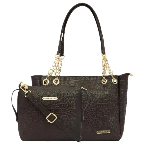 Image of Bagsy Malone Tote Bag Set of 2, Croco Brown