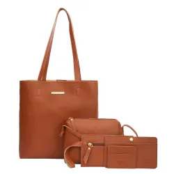 Bagsy Malone Women's Vegan Leather Stylish Tote Bag Pack of 5 | Ladies Purse Handbag | Womens Day Gift